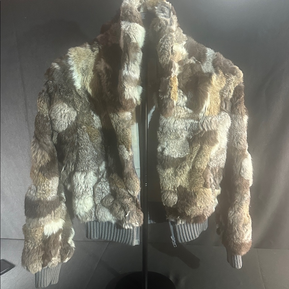 Multicolor Real Rabbit Fur Jacket. - Picture 4 of 10